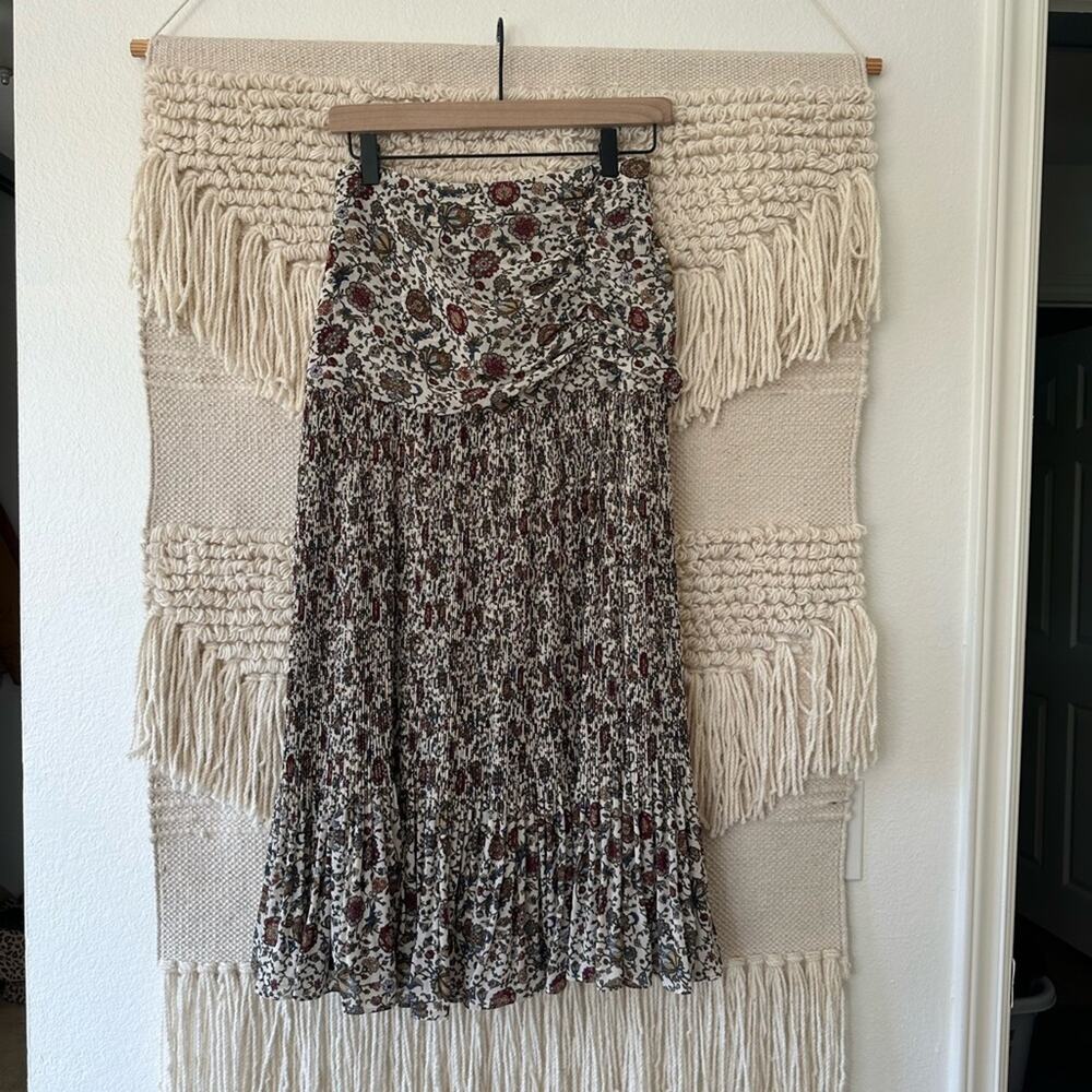 Veronica Beard Levine Floral Print Crepe Skirt
